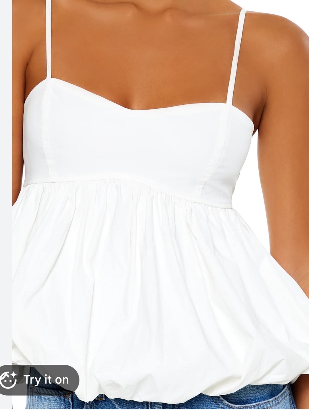Pretty Garbage White Bubble Hem Blouse Spaghetti Straps Size S